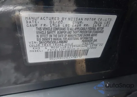 2020 Nissan Kicks Sv Xtronic Cvt from USA, damaged, VIN 3N1CP5CVXLL498392